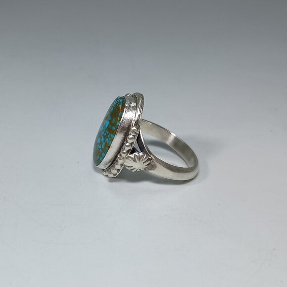 Native America Navajo Sterling Silver Turquoise Ring By Bobby Platero Size: 7 - Picture 4 of 9